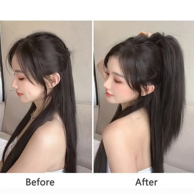 Kẹp Tóc Giả, 30cm, Mô Phỏng, Tóc Đuôi Ngựa Cao Bồng Bềnh Kẹp Tóc Giả, Phụ Kiện Tóc Nữ 5