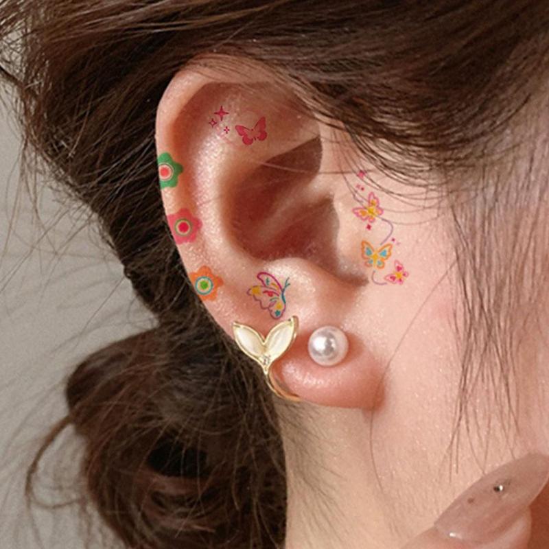 Product Introduction of Mini Tattoo Stickers Cartoon Tattoo Stickers Cute Set Stickers Earring Stickers Ear Waterproof Long-lasting Tattoo Stickers 24