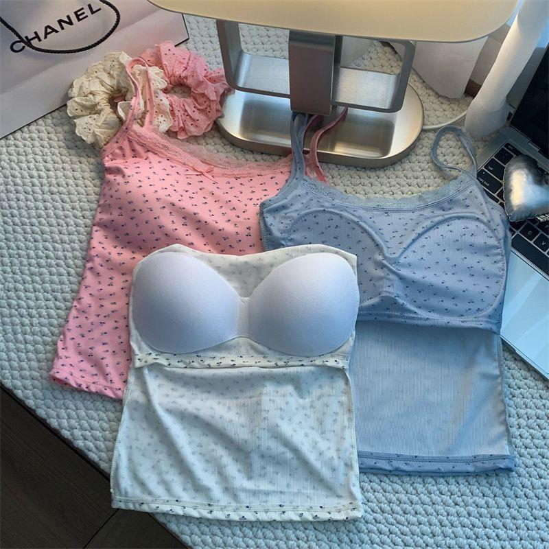 Áo Vest Hai Dây Ren Hoa, Thiết Kế Dễ Thương Và Gợi Cảm, Dành Cho Nữ, Có Thể Mặc Bên Trong Hoặc Mặc Ngoài, Có Đệm Ngực, Dáng Ôm, Thiết Kế Lưng Tôn Dáng, Áo Nữ, Năm 2025 7