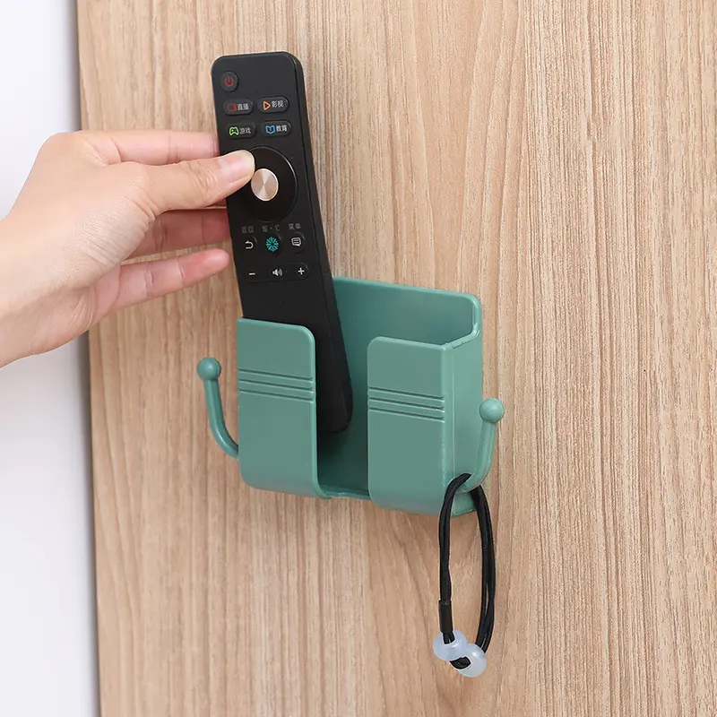 Hộp lưu trữ bảng điều khiển từ xa, Treo Tường, cho điều khiển từ xa TV và điều hòa không khí, Thích hợp cho đầu giường, sạc Điện Thoại Di Động và móc treo đồ, có giá đỡ Lắp Ráp 3