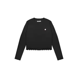 3Second Women's T-Shirt Long Sleeve Body Fit Lettuce Hem Letty 1020425