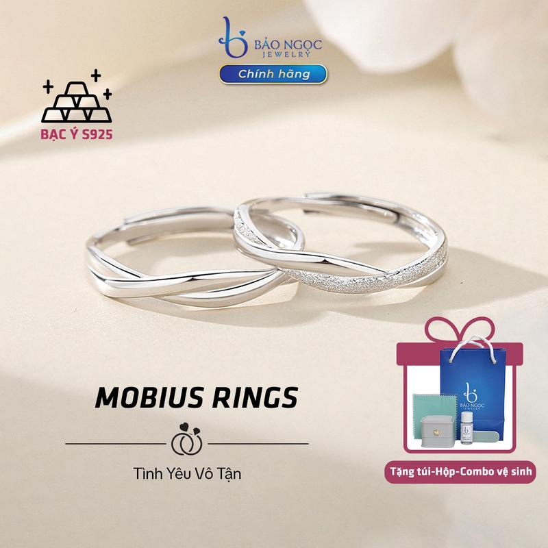 [ QUÀ TẶNG NGƯỜI YÊU NGÀY 20/10 ] Nhẫn đôi bạc 925 chính hãng - Nhẫn Mobius Rings Tình Yêu Vô Tận , Quà Tặng Ý Nghĩa nhẫn bạc cho cặp đôi, nhẫn đôi bạc, nhẫn bạc s925, nhẫn bạc 925, nhẫn đôi bạc - ND3003 [ trang sức bạc chính hãng Bảo Ngọc Jewelry]
