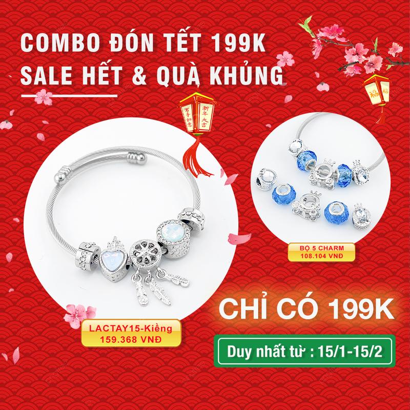 Lắc Tay PanDo LACTAY15 Charm Tim Vương Miện Phụ Kiện Đủ Loại Vòng Tay TiTan Charm Xi Bạc MIRA STORE