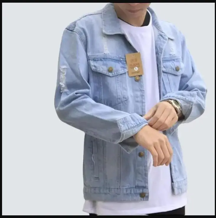 [túi trong] áo khoác jean xanh rách nam nữ unisex BB Jeans - áo jean kinh điển xanh nhạt - xanh đậm hoàng tử FORM RỘNG Menswear Jacket