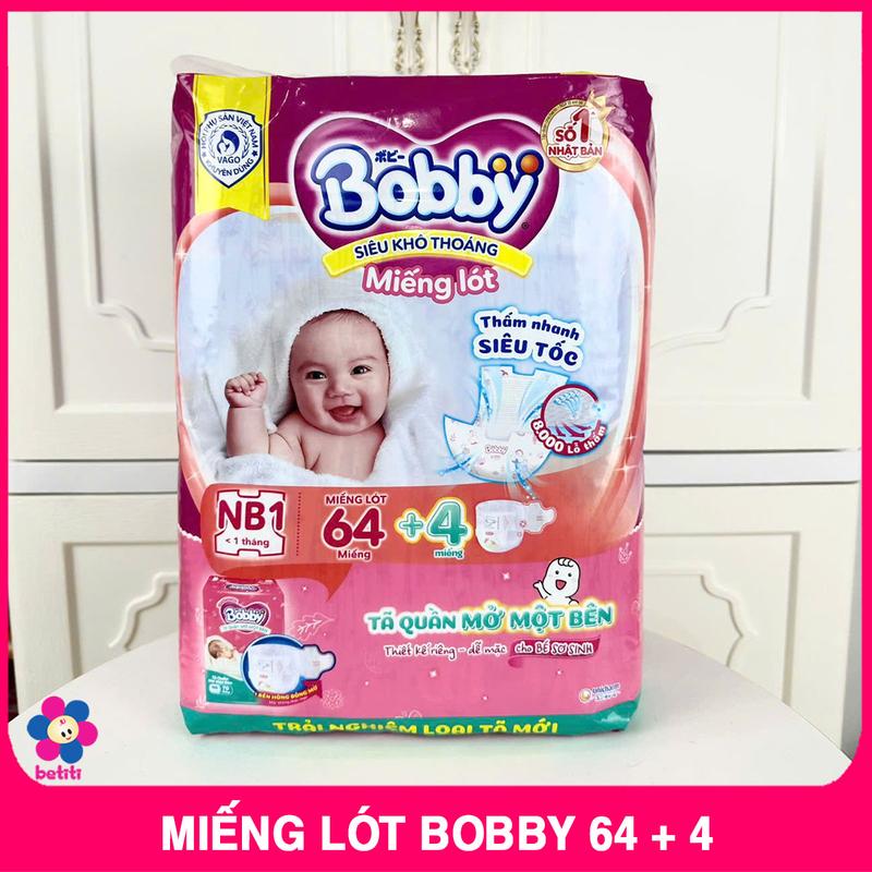 Miếng Lót Sơ Sinh Bobby Newborn 64 Miếng (Tặng 4 Tã Quần ) Cho Bé