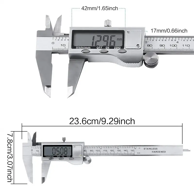 Battery Required Digital Caliper, Multifunctional Measuring Tool with Inch/mm Conversion, Durable & Accurate Measuring Tool for Professional & DIY Use 1