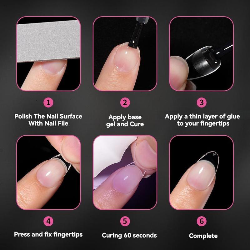 Product Introduction of Semi-matte Almond False Nails, 240 Pieces/box, Full Coverage Soft Gel False Nails, No-carving False Nails, Nail Extensions for Women and Girls 5