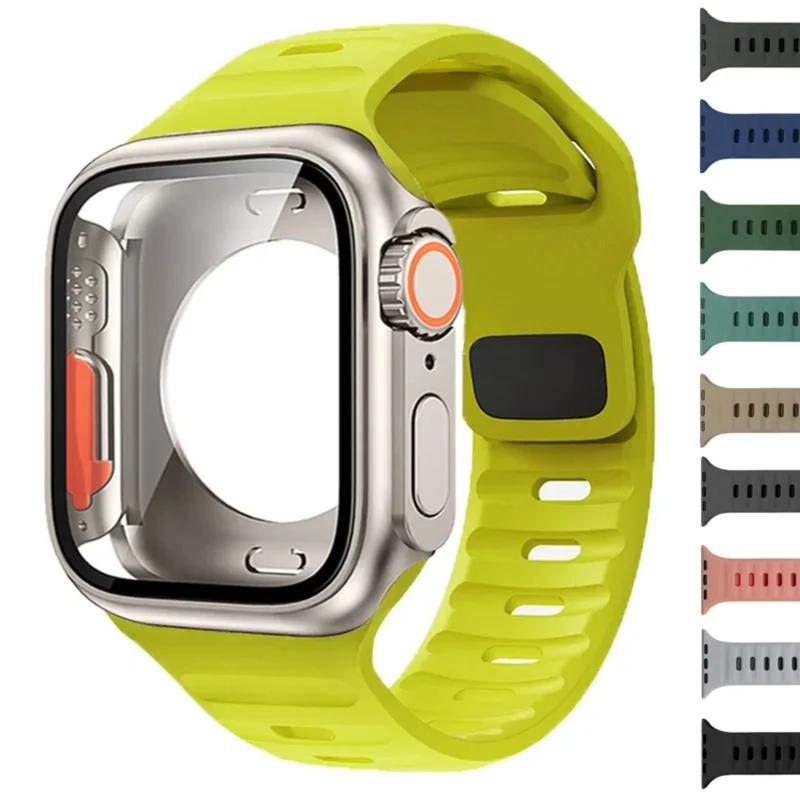 Dây đeo silicon, Dành cho Apple Watch Series 9, 8, 7, SE, 46mm, 42mm, 44mm,…