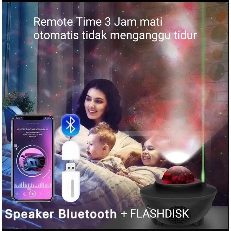 Lampu Proyektor Dengan Speaker Langit Bintang 2in1 Galaxy Nebula Lamp Starry Light Secret Home 7