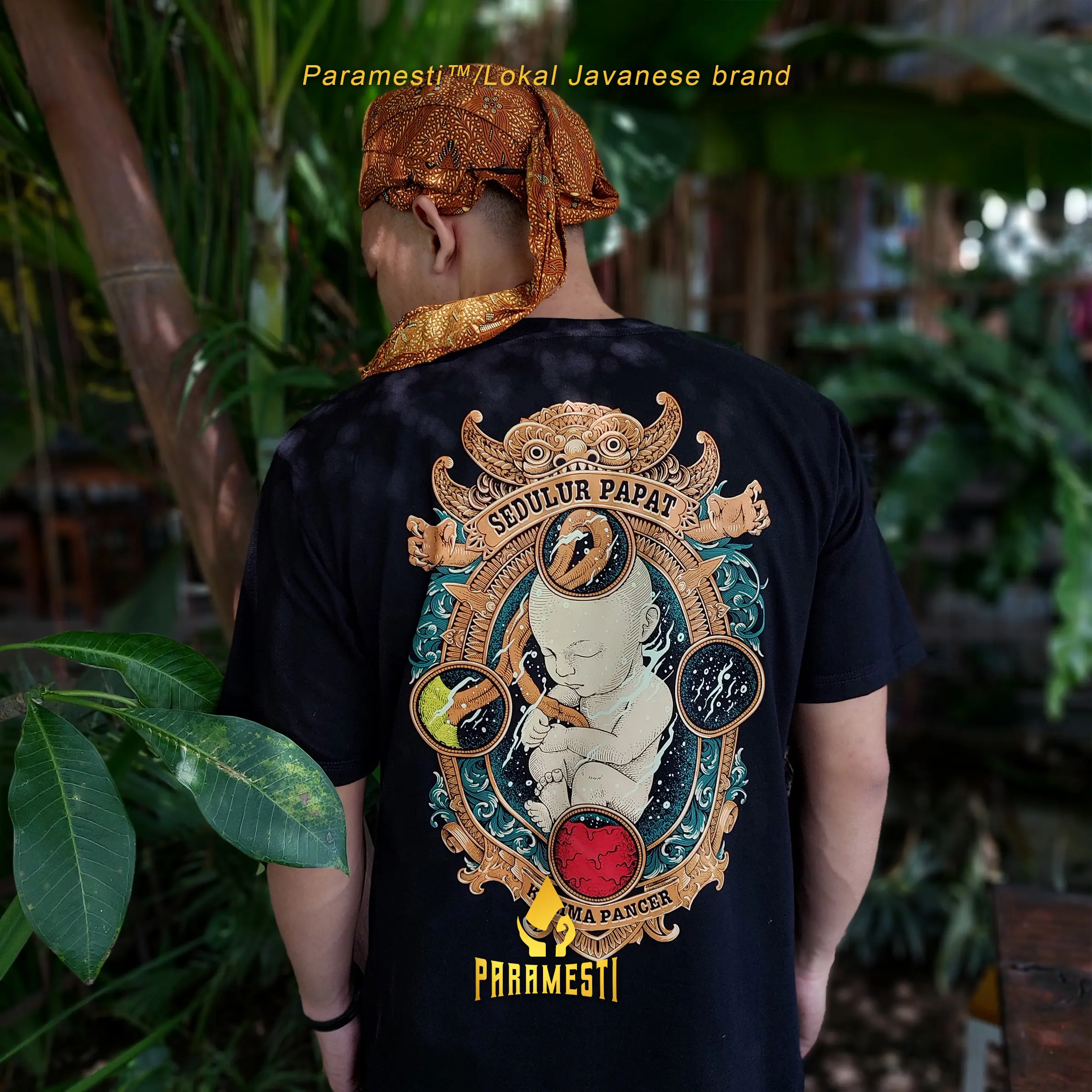 Paramesti Kaos Jawa Sedulur Papat Kalima Pancer distro terbaru wayang bigsize jumbo budaya jawa combed nyaman Sablon Stiker Oblong Baju Atasan Pria Keren