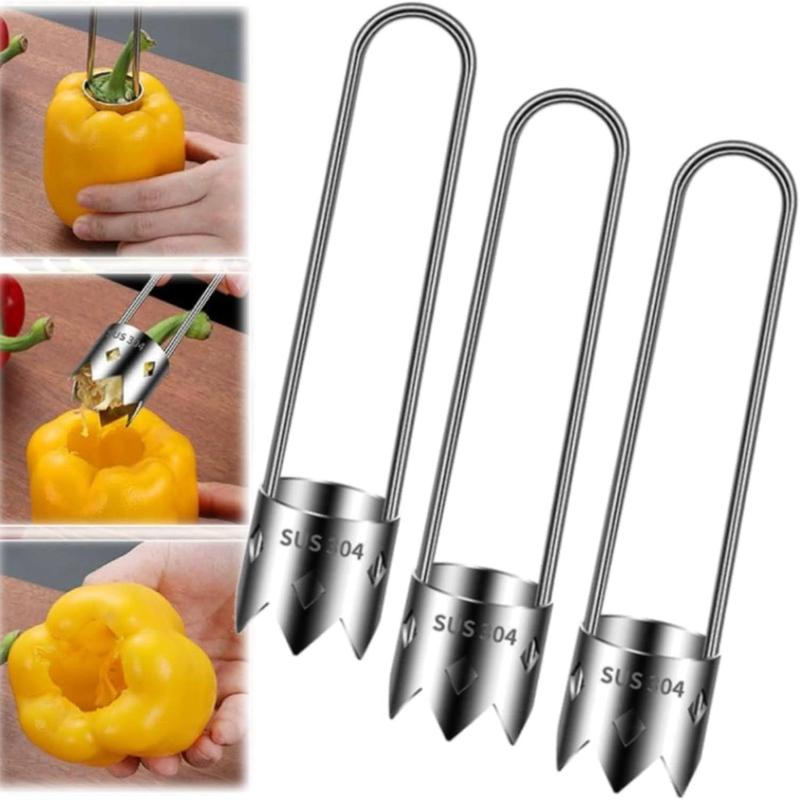 2 Pcs Fruit and Vegetable Corer Tool, Red Bell Pepper Seed Corer ...