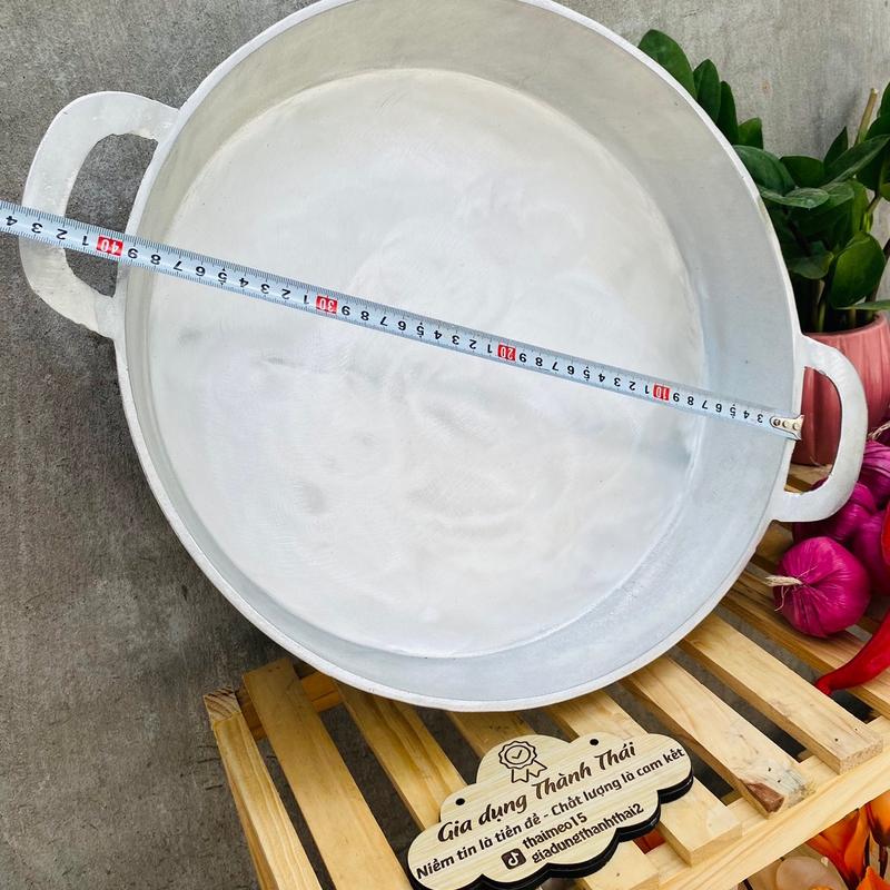 Chảo gang đúc đáy bằng đk 39.5 & 40 cm. Chảo chiên, rán, xào, nấu chống dính, nguyên khối. Chảo to