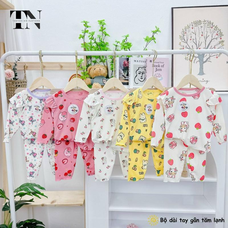 Combo 4 bộ quần áo dài tay cánh tiên chất thun tăm cho bé 4 đến 15kg( 4 màu hình khác nhau)