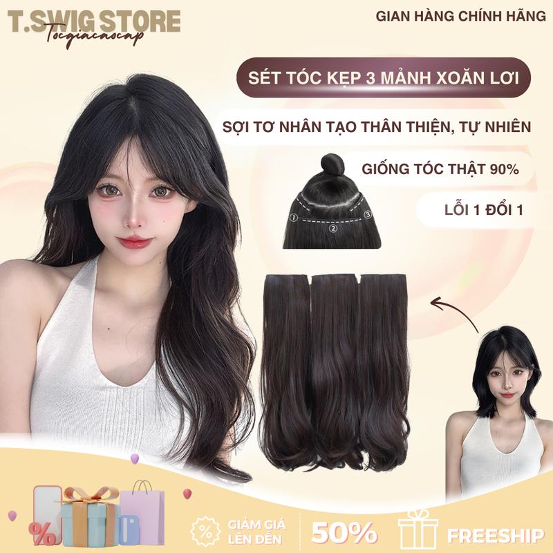 Tóc sét 3 kẹp xoăn sóng, Làm phồng chân tóc