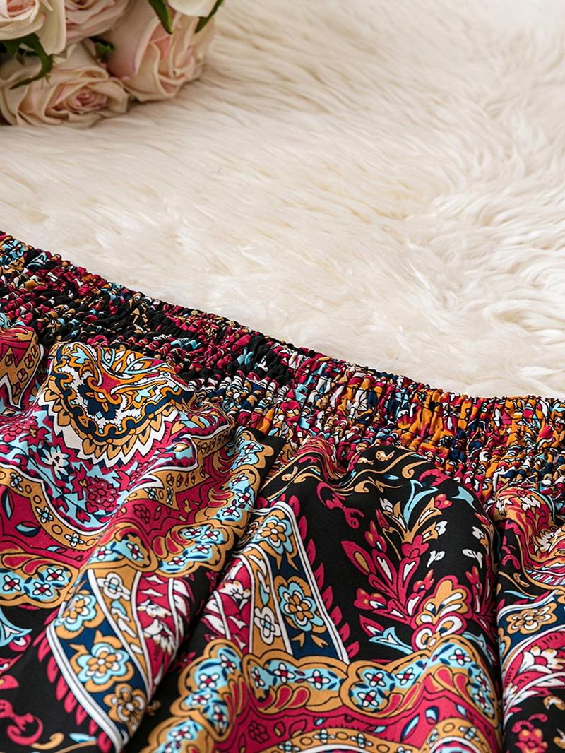 Product Introduction of 【Plus Size】Paisley Print Pants, Boho Casual Comfy Trousers for Daily Wear, Women's Bottoms for All Seasons 2