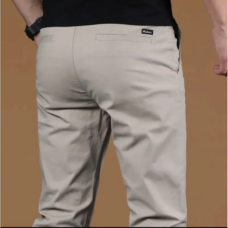 Straight elastic chino trousers