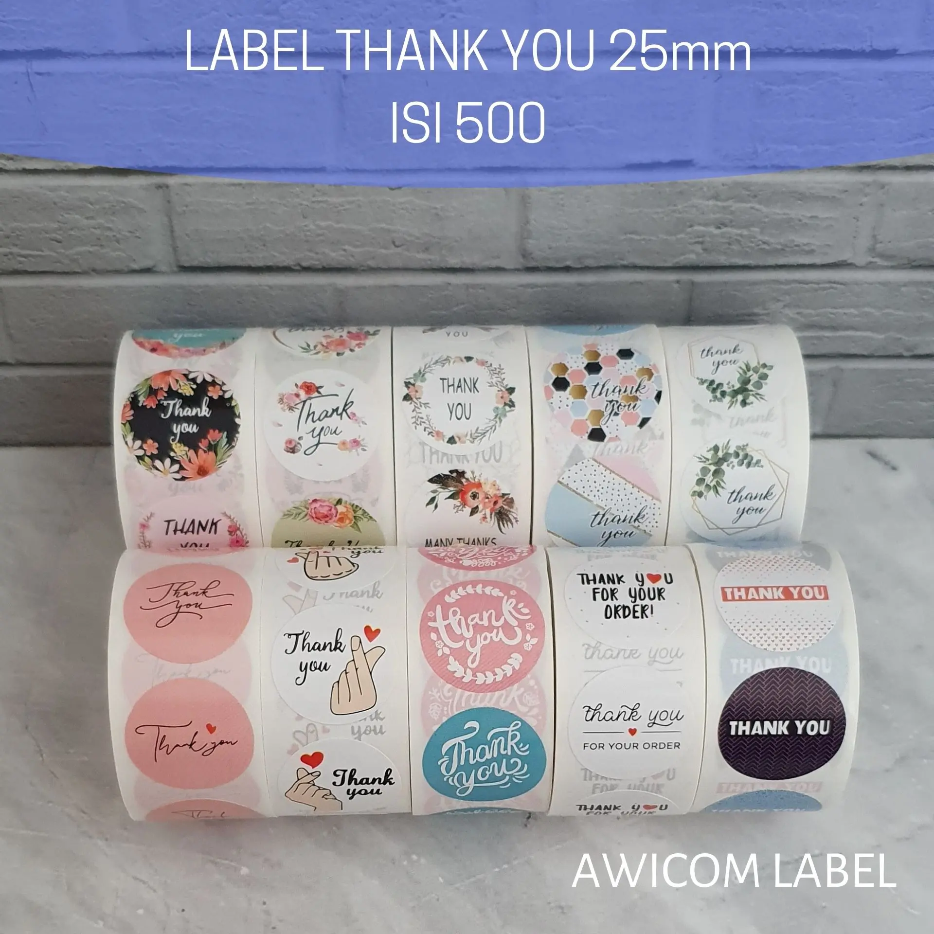 500 PCS (1 ROLL) Stiker Label Thank You 25mm Roll Paper