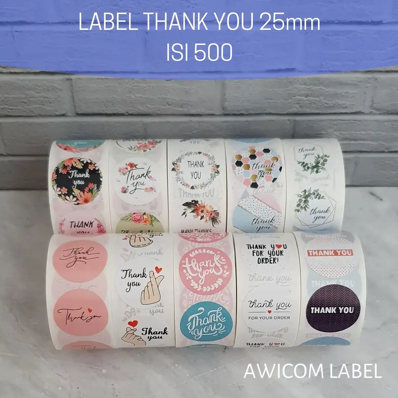 500 PCS (1 ROLL) Stiker Label Thank You 25mm Roll Paper 0