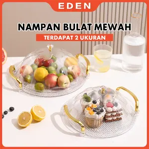 Eden - Nampan Bulat dengan Tutup Aesthetic | Tempat Roti & Saji Kue Elegan untuk Meja