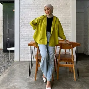Kemeja Linen Olivia shirt Oversize Premium