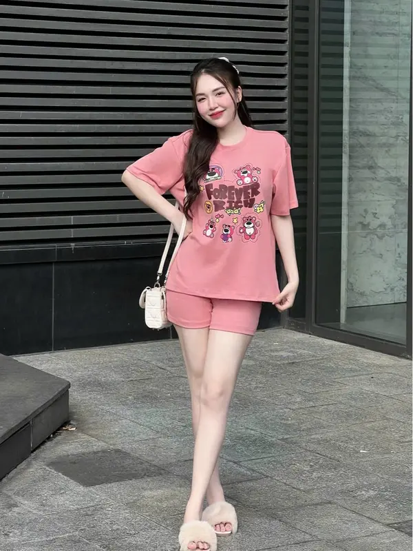 Set Đồ Nữ, Đồ bộ Đùi Vải Thun Cotton Co Giãn In Hình Dễ Thương Form 40-60kg - Đồ Bộ Lụa Mơ LM90 Top Thun Women 6