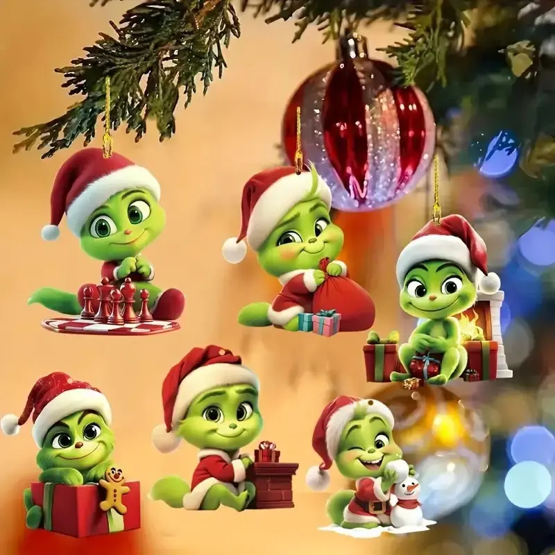 New Grinch Green Fur Monster Christmas Decorative Pendant Car Rearview Mirror Decorative Gift Backpack Pendant