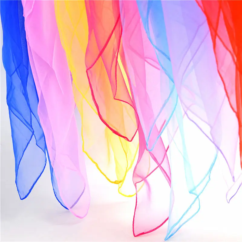 Women's solid color performance small scarf, fashionable tie-dye silk scarf accessories, sailor dance color small square scarf
