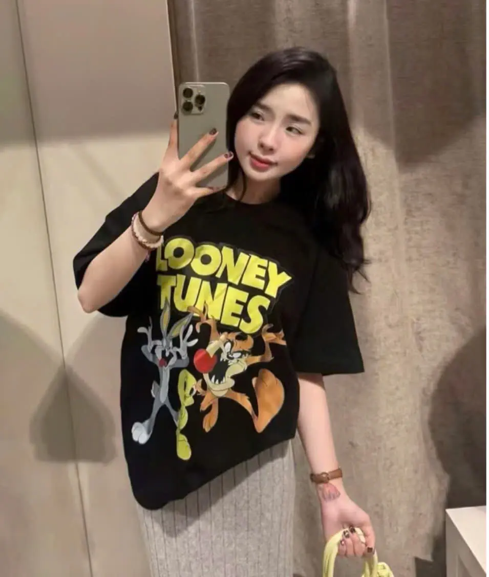 Áo Phông LOONEY TUNES Chất Liệu cotton Lạnh 2 Chiều Cao Cấp ,Form Rộng Tay Lỡ