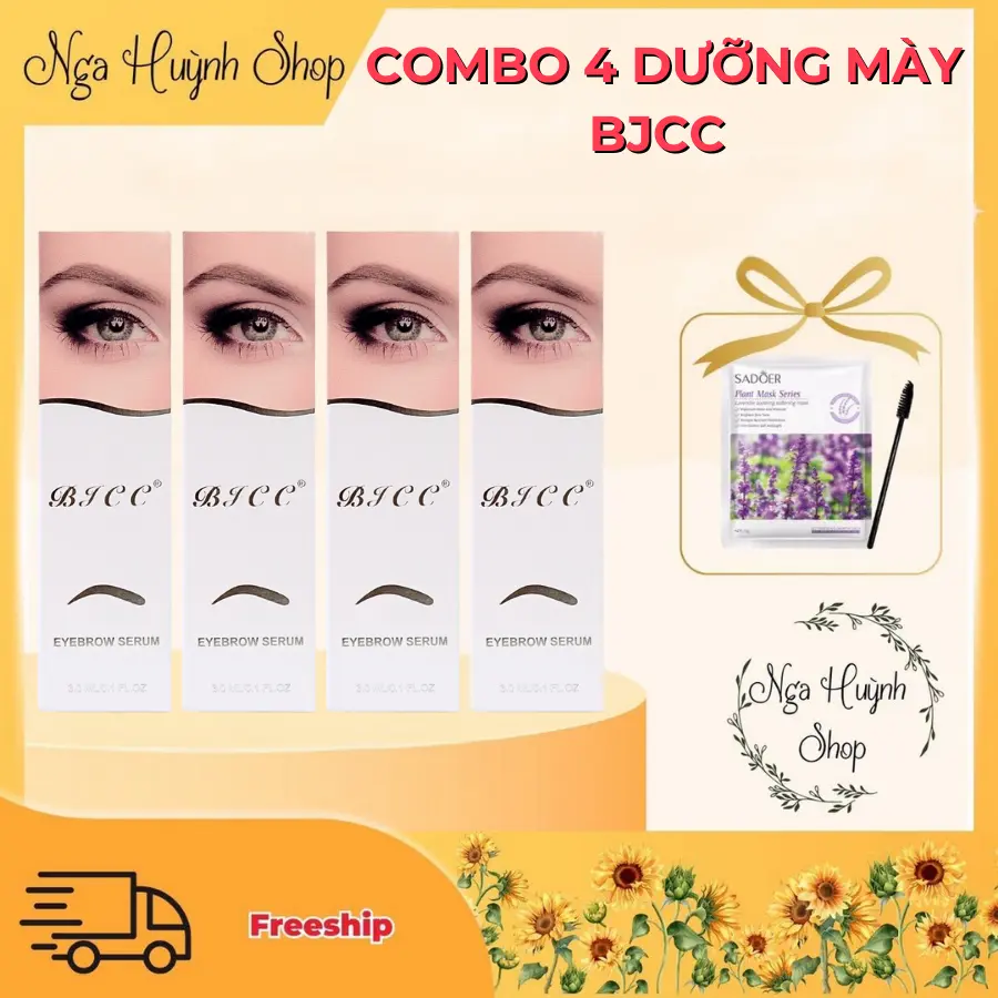 Combo 4 Dưỡng Mày BJCC giúp nuôi dưỡng chân mày tận gốc giúp chắc khỏe dài đều đẹp tự nhiên (Tặng Mặt Nạ))