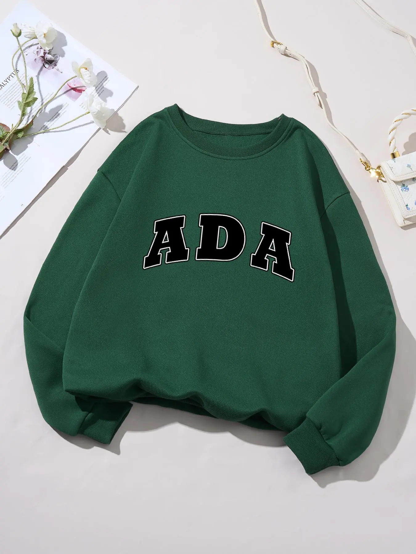 Women's Letter Print Drop Shoulder Sweatshirt, Casual Long Sleeve Round Neck Pullover for Fall & Winter, Ladies Clothes for Daily Wear