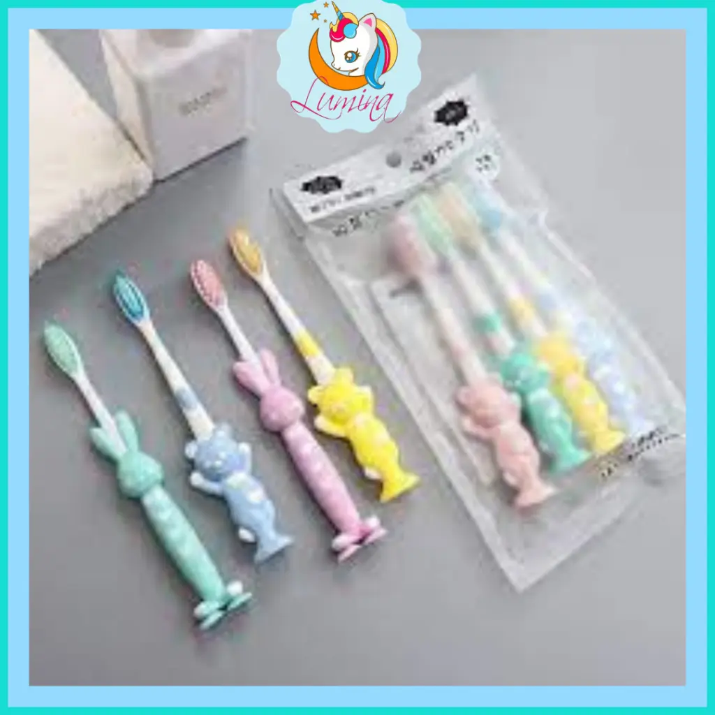 LuminaCollection Sikat Gigi anak 1 set isi 4 pcs Motif Bear Dan Kelinci