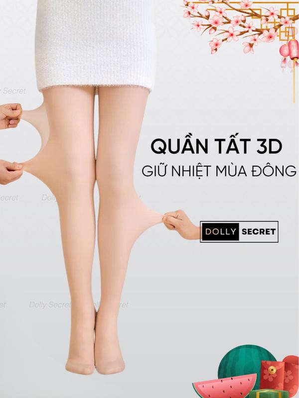 Quần Tất 3D Giữ Nhiệt Mùa Đông DOLLY SECRET Che Khuyết Điểm Giữ Ấm T40 Nữ Women
