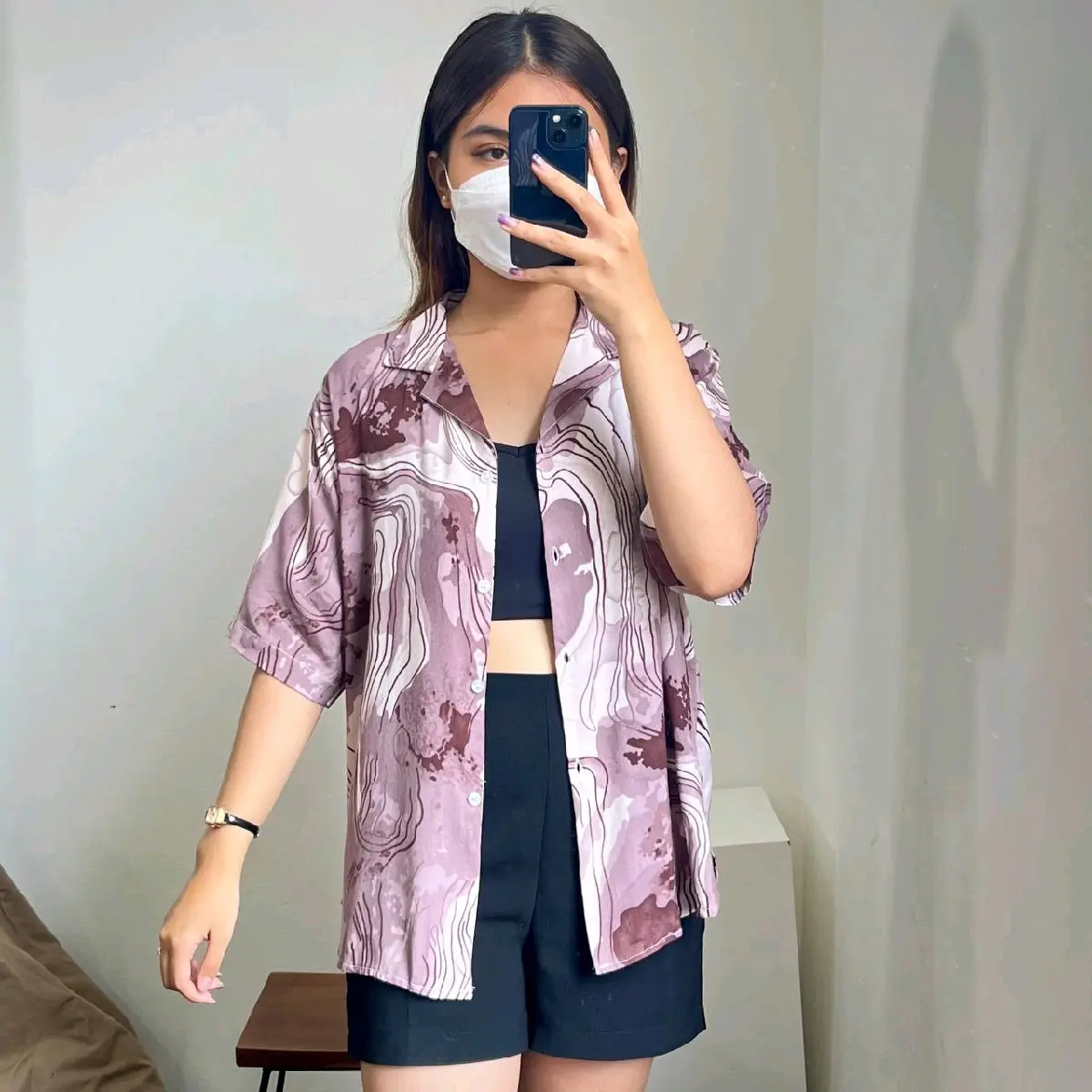 Vienta.Apparel | Kemeja Short Printed Wanita | Kemeja Wanita All Size
