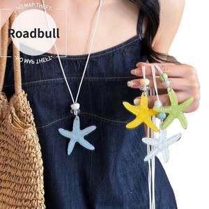 ROADBULLホリデーアイランド~ドーパミンカラーのロングブルーヒトデネックレス,女性のためのお手頃贅沢ハイセンス鎖骨チェーン,最初の吊り下げり下げけアクセサリー