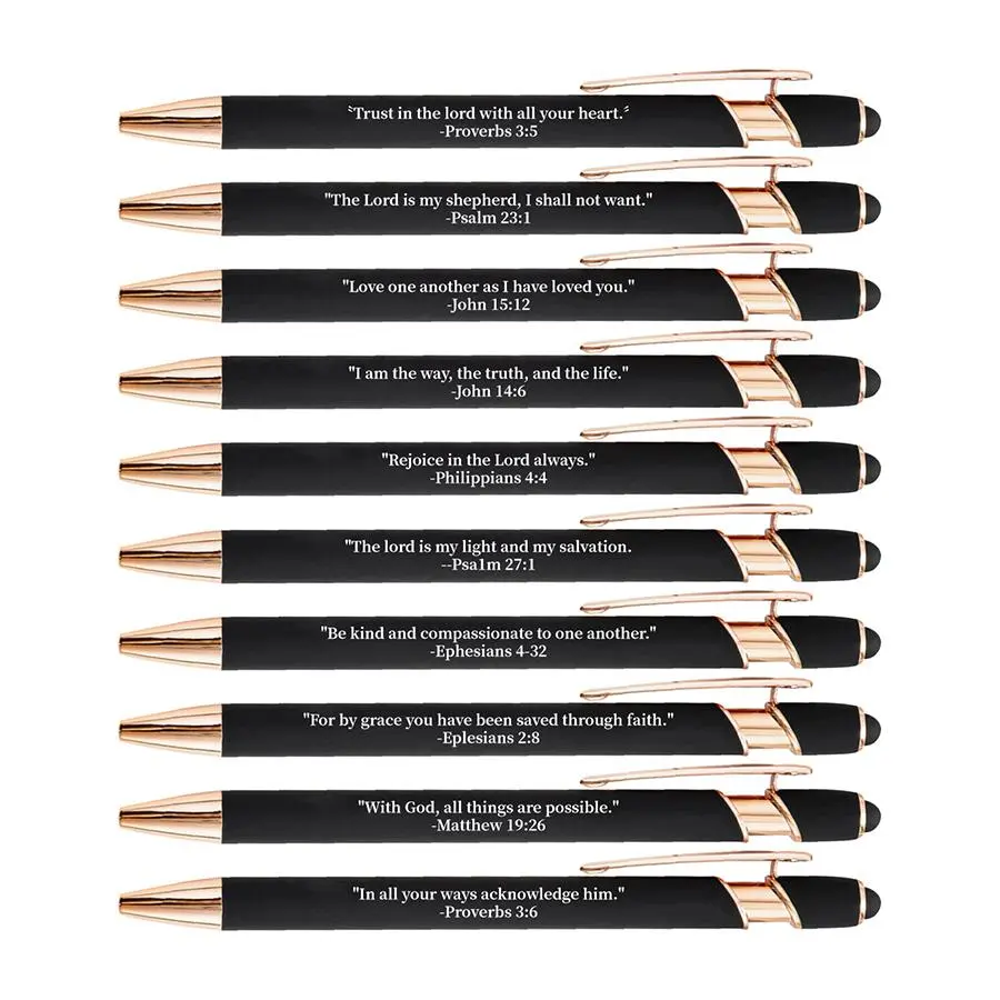 Bible Verse Ballpoint Pen, 1 Set Black Inspirational Quotes Ballpoint Pen, Writing Pen for Office School Student Teacher, Gift for Friend