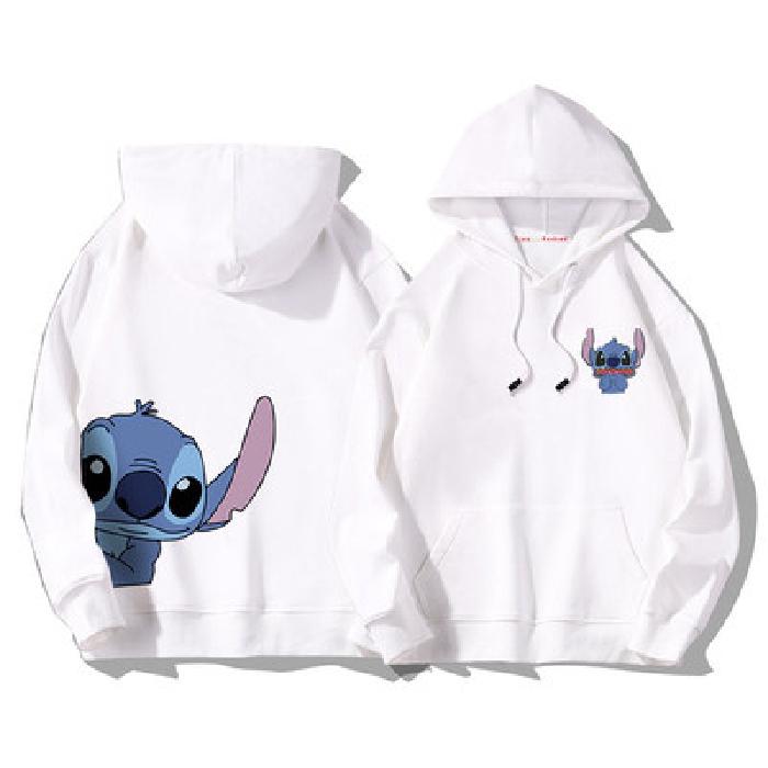 [Ready stock] men's casual hoodie cartoon Stitch Pattern Coat Women & Men thicken loose cotton couple wear tops sportswear Clothing Fashion 1