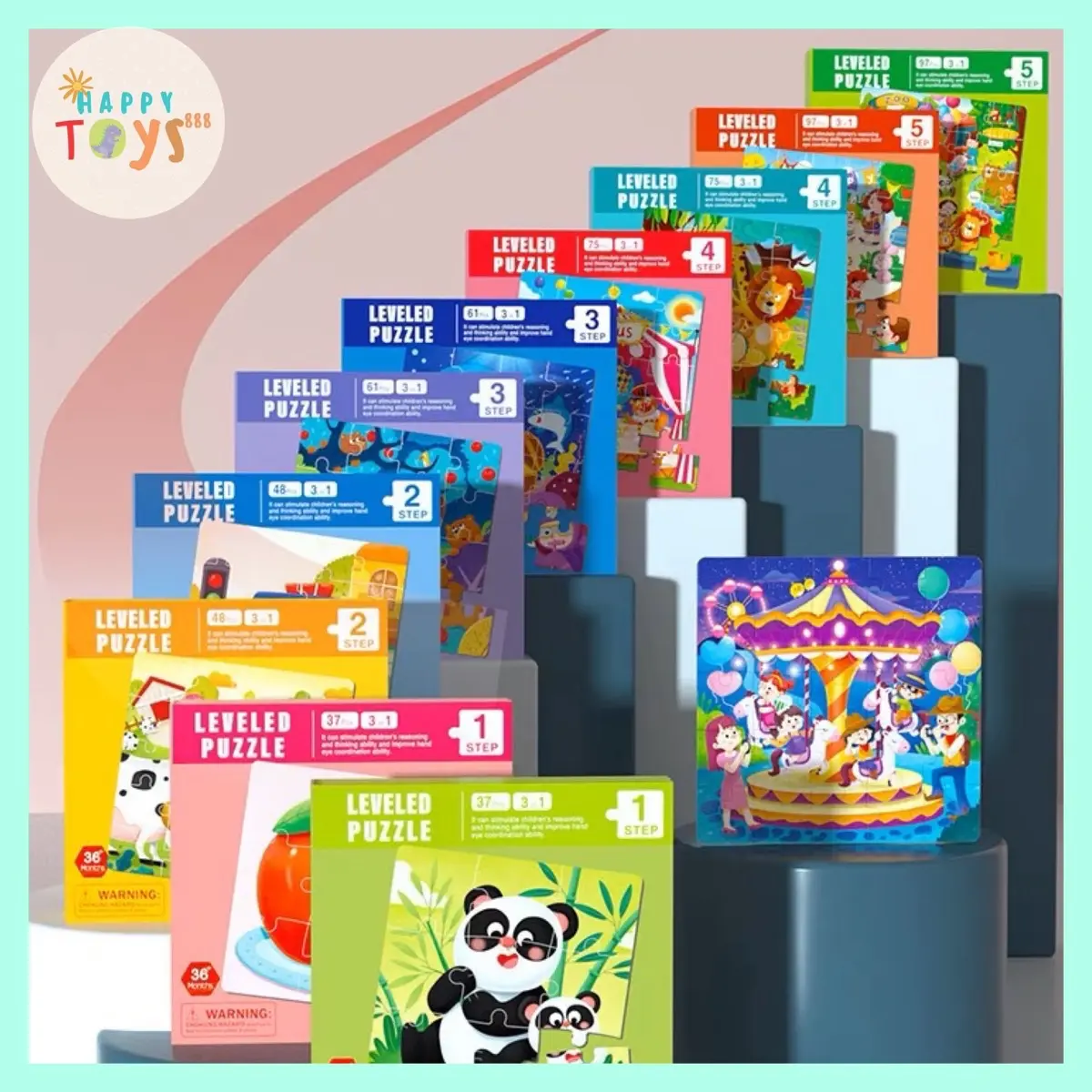 HAPPYTOYS.888 Buku Puzzle Magnet 3 in 1 Dengan 5 Step Variasi / Booklet Magnetic Puzzle 3 in 1 / Leveled Puzzle 5 Step