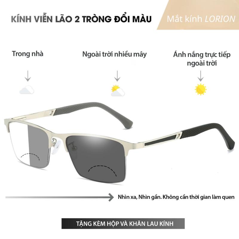 Kính Lão 2 Tròng Đổi Màu, Trên 0 độ Đi Đường Dưới Độ Lão Đọc Sách - Mã 2T04