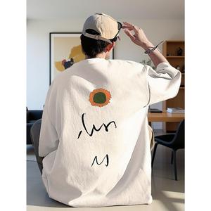 メンズ夏用アウトドアカジュアル五分袖丸頭プリントTシャツ