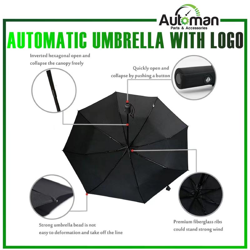 Product Introduction of Umbrella Auto Folding Umbrella Auto Folding Open Close One Handed With Logo Payung Semi Auto Stainless Steel Folding Automatic Children 8 Ribs Black 5