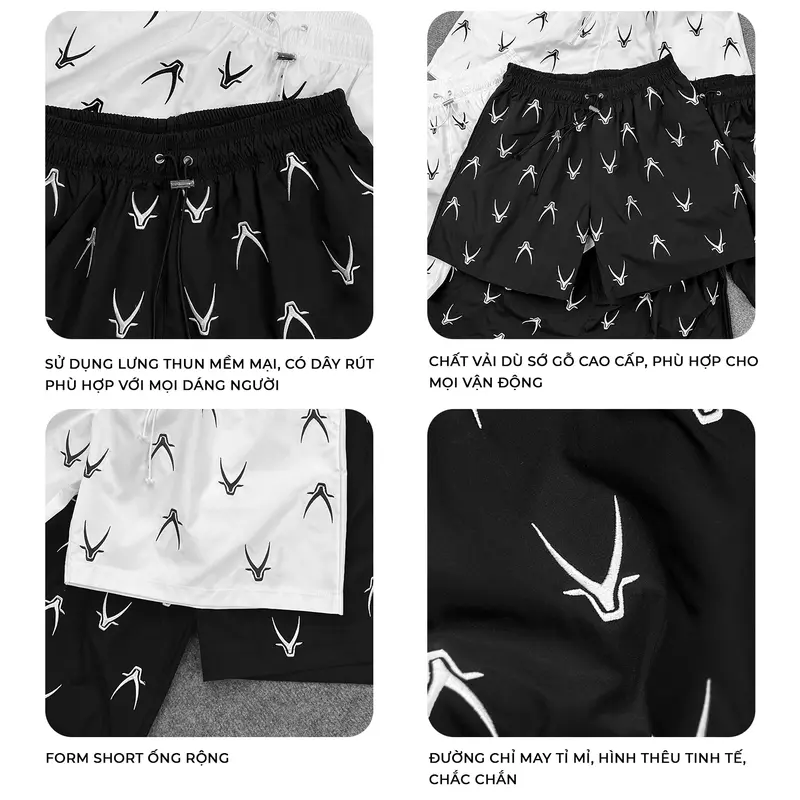 Quần short dù X-Lunacy form trên gối Nam nữ oversize streetwear Lunacy Có Túi 2