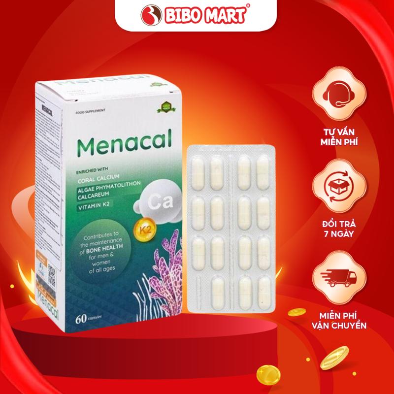 Viên Uống Canxi Menacal Bổ Sung Canxi Tự Nhiên Và Vitamin D3 K2 Hộp 60 Viên - Bibo Mart