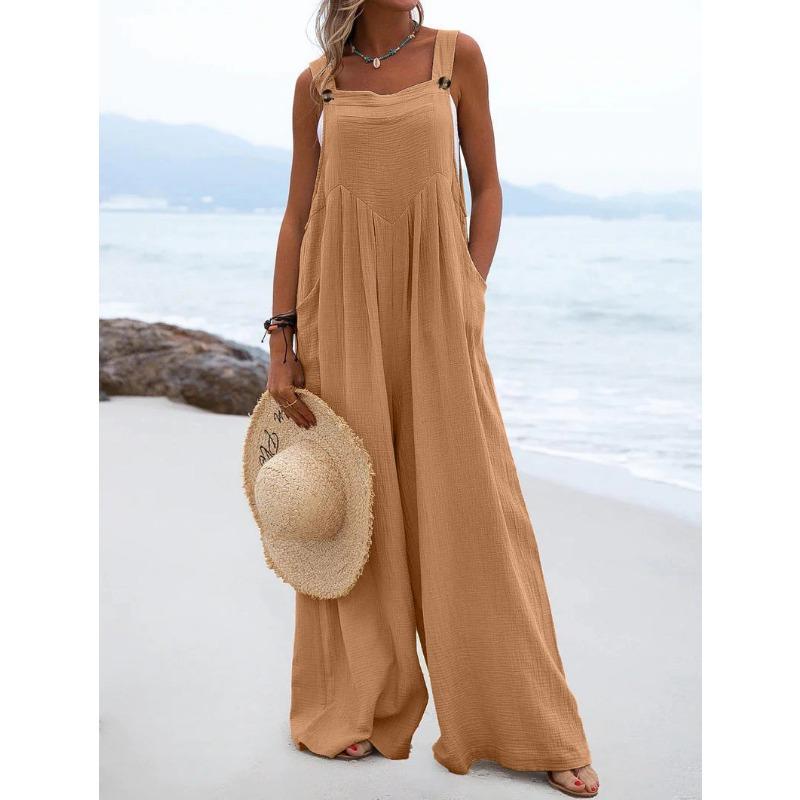 Product Introduction of National style fashion solid color wide-leg jumpsuit with body clothes 7