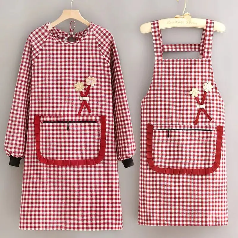 Tạp Dề Cotton Dài Tay Thời Trang Nữ, Tạp Dề Bụng Chống Bám Bẩn, Thích Hợp Cho Nhà Bếp, Mặc Quần Áo Lao Động, Phong Cách Hợp Xu hướng Mới, Năm 2025 Đồng Kitchen 1