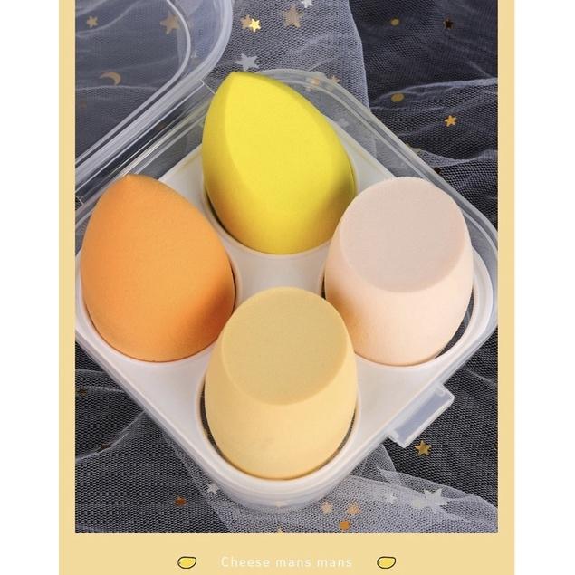 Set 4 Bông Mút Trang Điểm Hình Trứng Kèm Hộp Đựng ( Random màu) Nữ Cosmetic 3