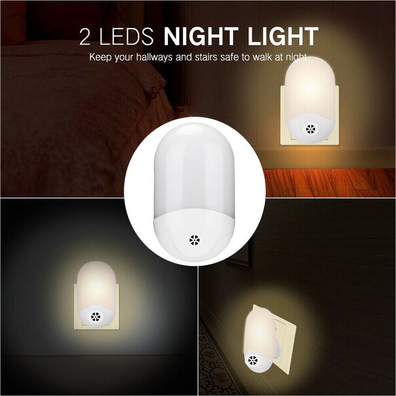 Dusk to Dawn Automatic Light Sensor EU UK US Wall Plug In LED Night Light Lamp 4