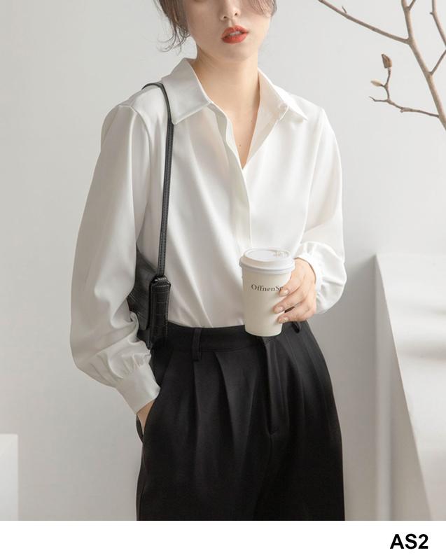 Áo Sơ Mi Trắng Nữ Công Sở Chất Vải Cotton Không Nhăn, Form Suông [AS2] 2