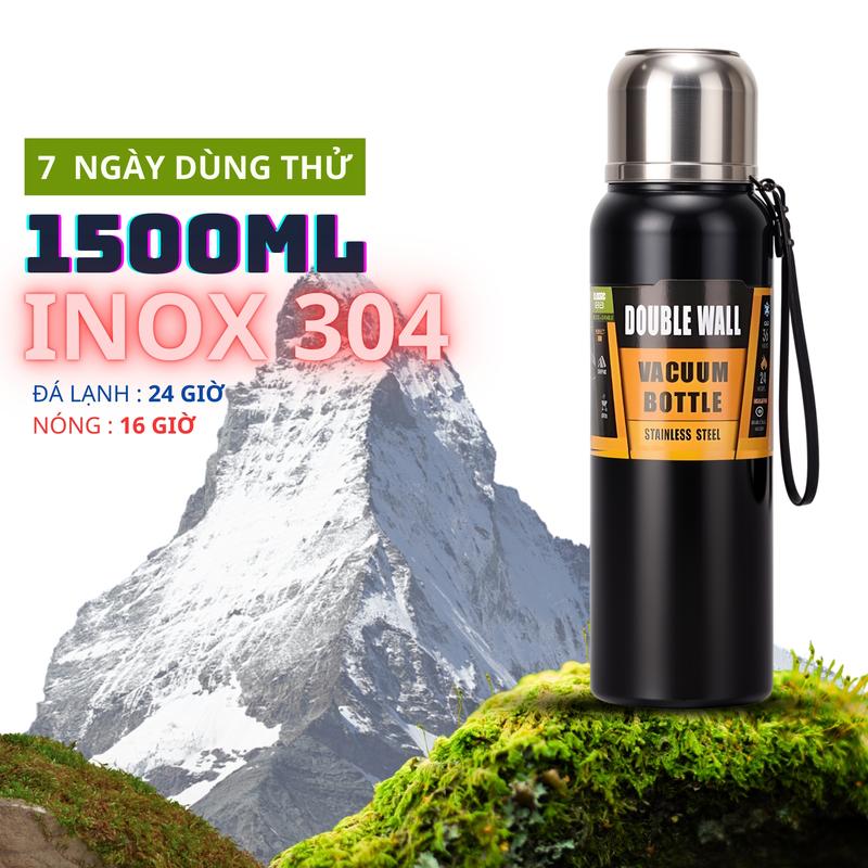 7 Ngày Dùng Thử Bình Giữ Lạnh 24H Nóng 16H INOX 304 1500ML có khay lọc trà và cốc uống tiện lợi