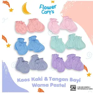 MOMS_FLOWER 1SET Sarung Tangan Kaki Bayi POLOS / MOTIF New Born Karakter 0-3 Bulan