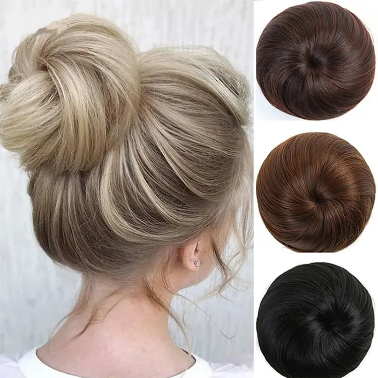 Búi Tóc Tóc, Tóc Tổng Hợp, Dây Cao Su Đàn Hồi, Búi Tóc Donut Dây Rút, Tóc Giả Cho Phụ Nữ Và Trẻ Em Gái Women